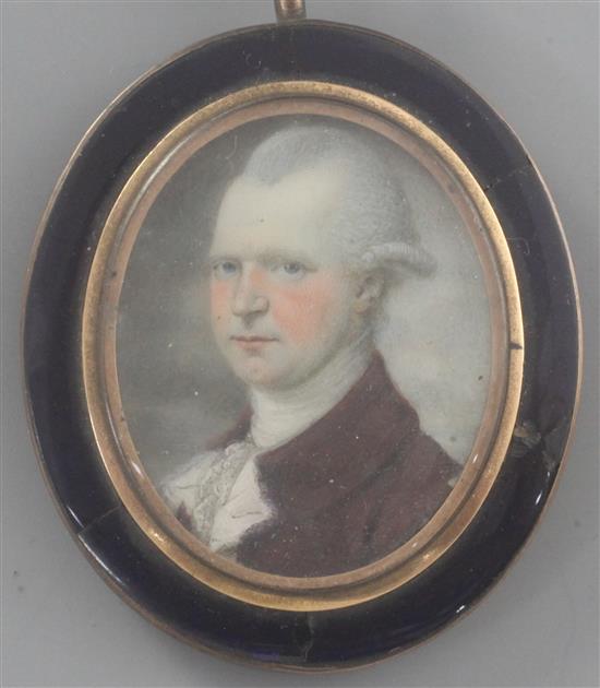 18th century English School Miniature of a gentleman 1.75 x 1.25in.